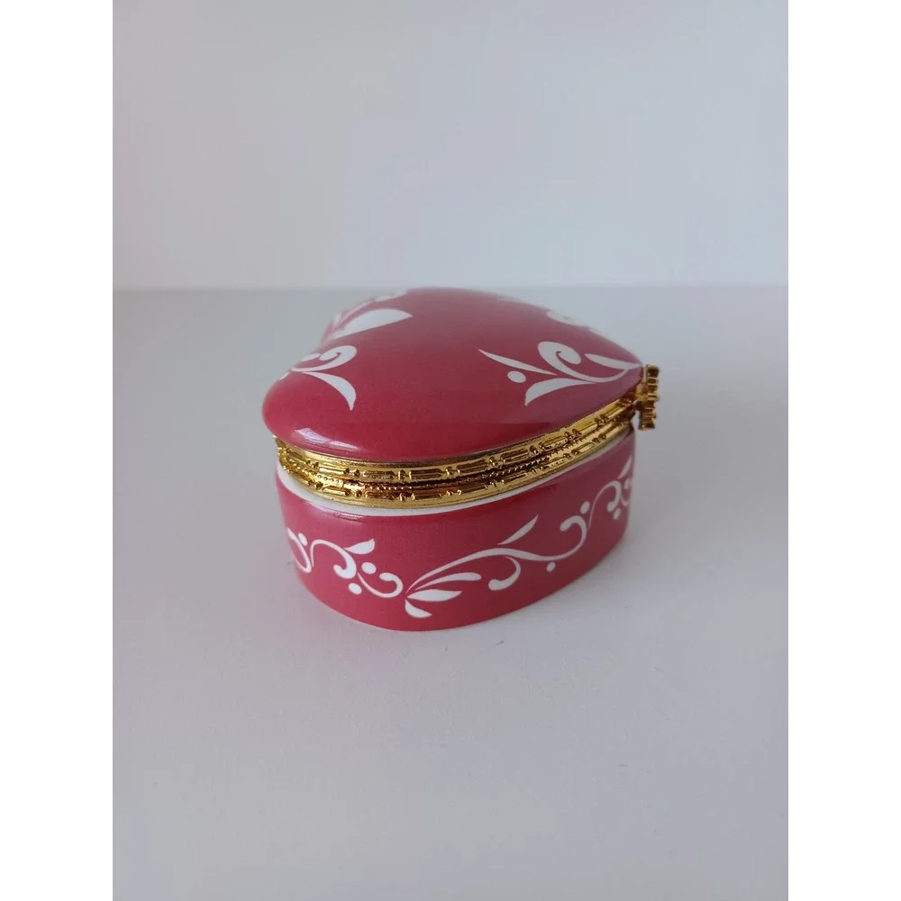 Vintage Small Multicolor Heart Shaped Trinket Container Box Home Decor